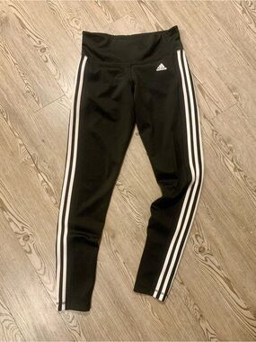 Adidas Black Three-Stripe Athletic Leggings